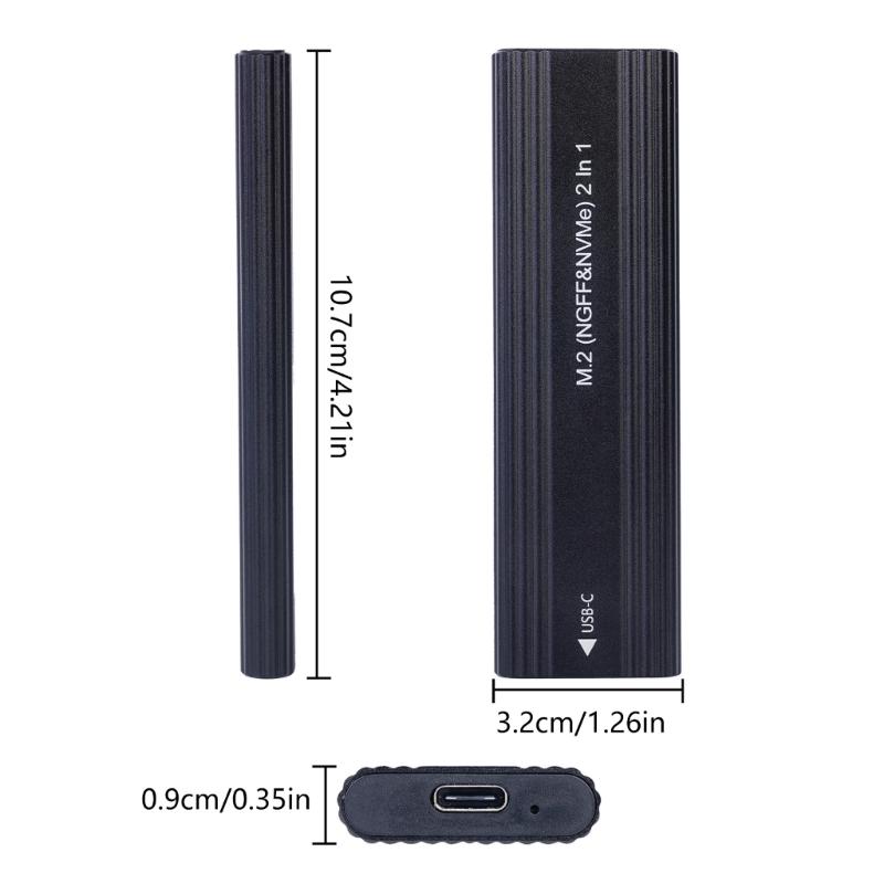 Universal M.2 External Drive Case USB 3.2 Compatible 2230 2242 2260 2280 Size Plug-Play  External Disk Housing