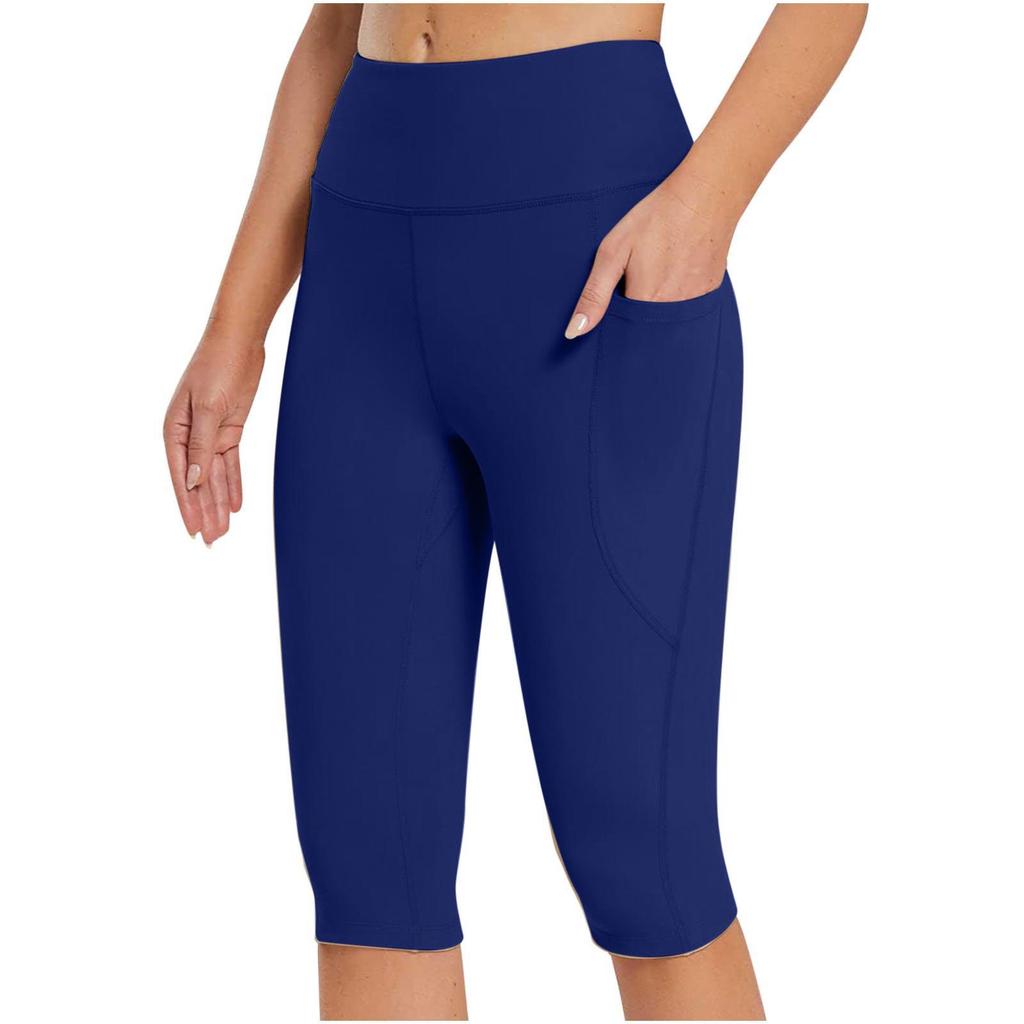 2025 Summer Women's Solid Color Pocket Yoga Capri Pants