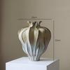 Flower Bud Shape Ceramic Vase Pleated Pattern Flower Vase Porcelain Handicrafts Handmade Ornaments Home Decoration