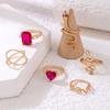 Six-piece new ruby inlaid snake-shaped cross ring set love square diamond ring set of six.