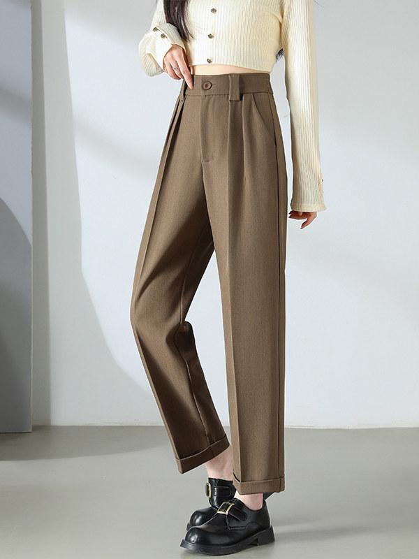 Costume Pantalon Harem Taille Haute pour Femme - Pantalon Cigarette Droit Décontracté Printemps/Été