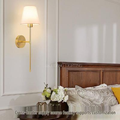 Nordic Light Fabric Headboard Lamp with Wireless Charging for Bedroom, Hotel, or Hallway Decor.