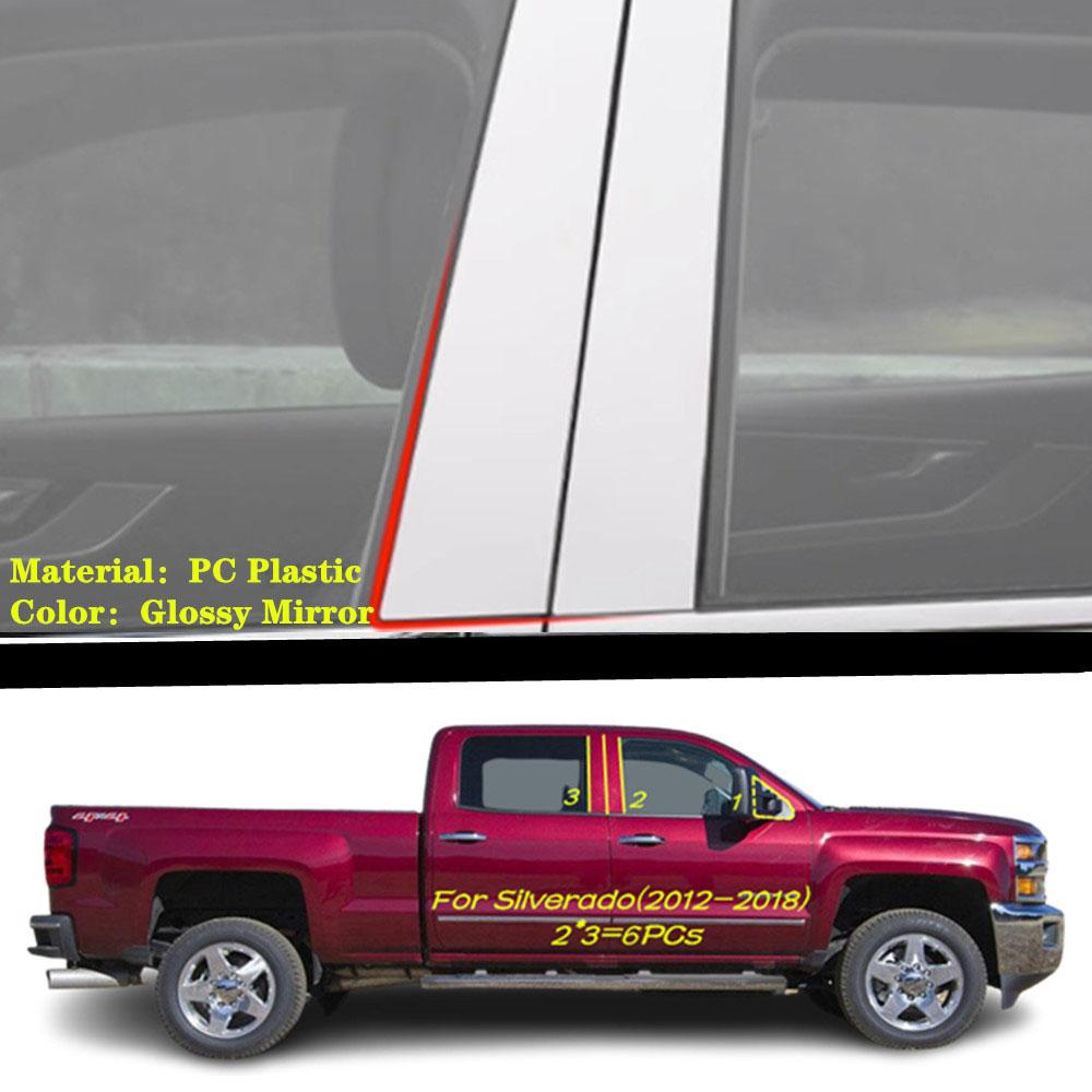 Car TPU/Glossy Mirror Pillar Post Cover Door Trim Window Decorative Sticker For Chevrolet Silverado 2012 2013 2014 2015-2024