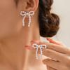 French Bow Tassel Stud Earrings, Simple Imitation Pearl Knotted Bowearrings