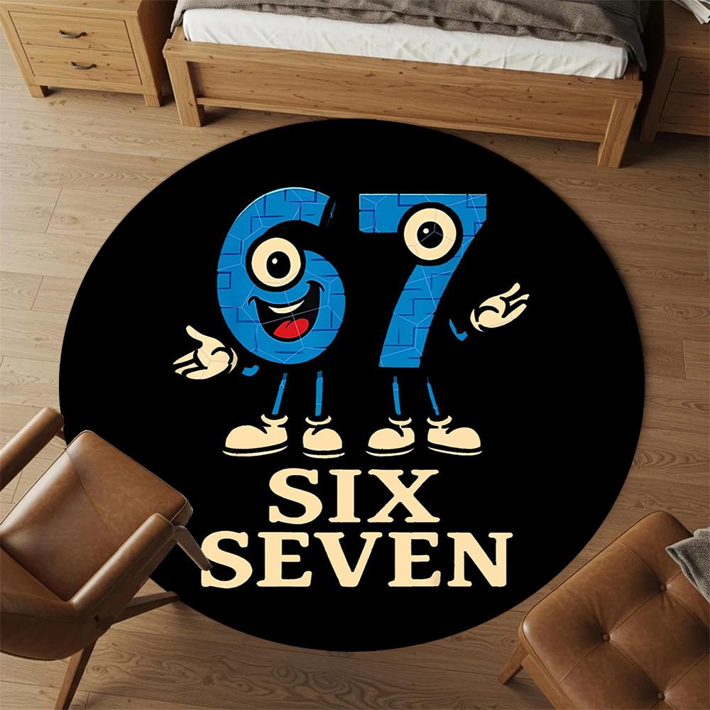 1pc Six Seven Round Chair Mat Office Area Rug - Non-Slip, Floor Mat for Office, Bedroom, and Indoor Decor P127162