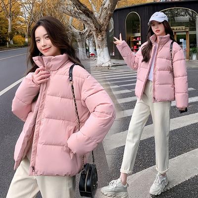 Autumn and Winter Women's Coat Solid Color Stand Collar Short Loose Loose Thickened Warm Student Coat 4 Colors
