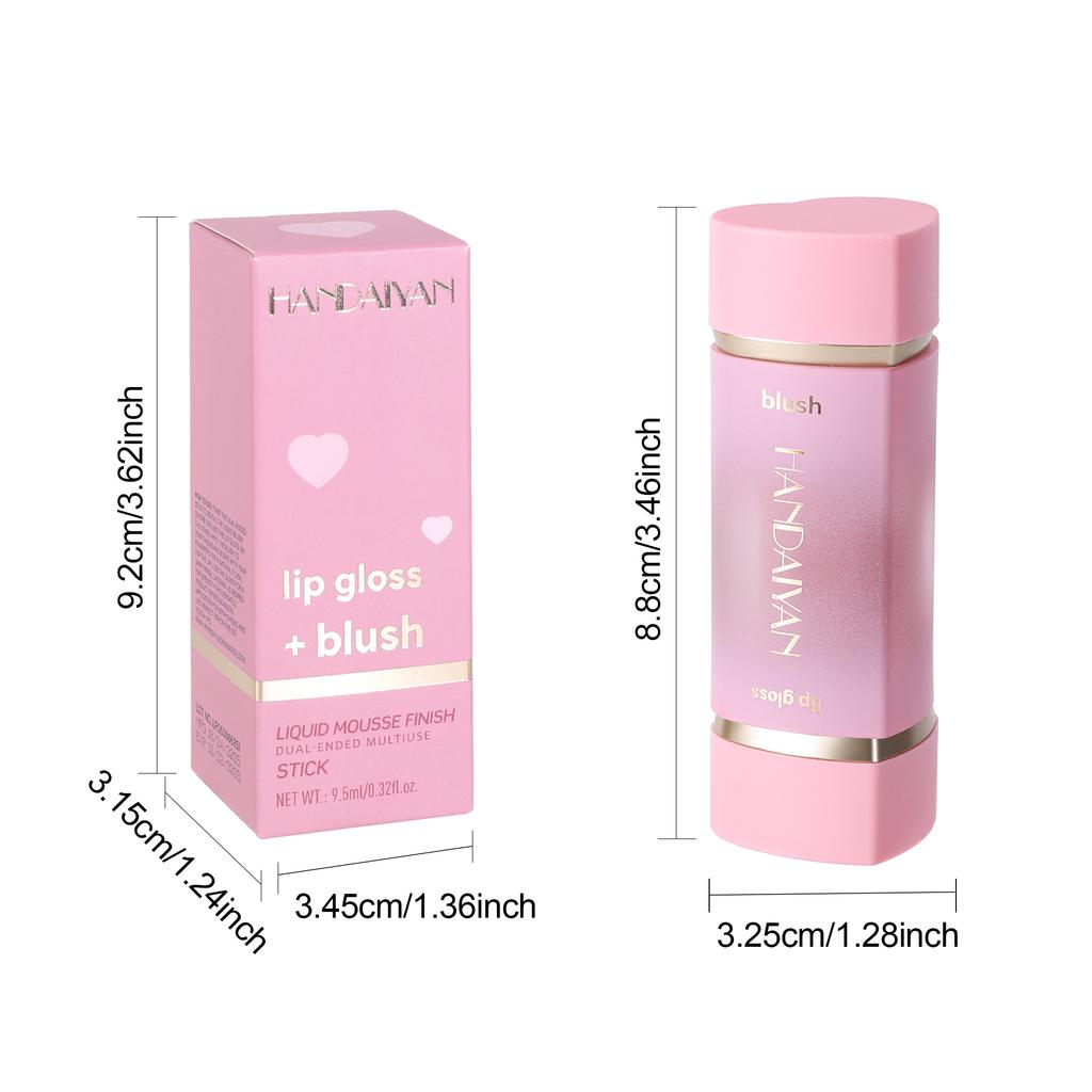 HANDAIYAN 6er-Set Doppelseitiger Flüssig-Rouge und Lipgloss 2-in-1 Wangenfarbe Matt Natürlich Langanhaltendes Lippen- und Wangen-Make-up für Damen