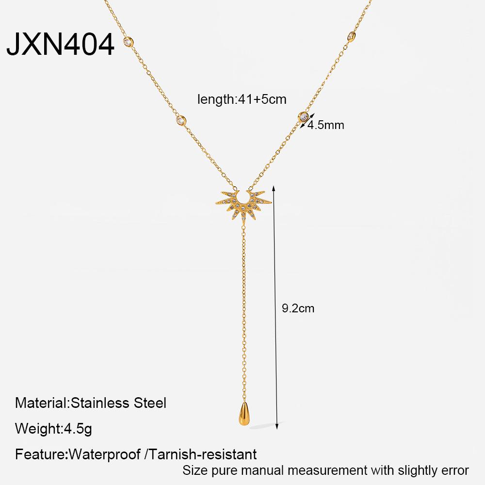 Hot Sale Diamond-encrusted Octagram Stainless Steel Y-Chain Plated 18K Gold Waterproof Necklace Light Luxury Premium Accessories Women