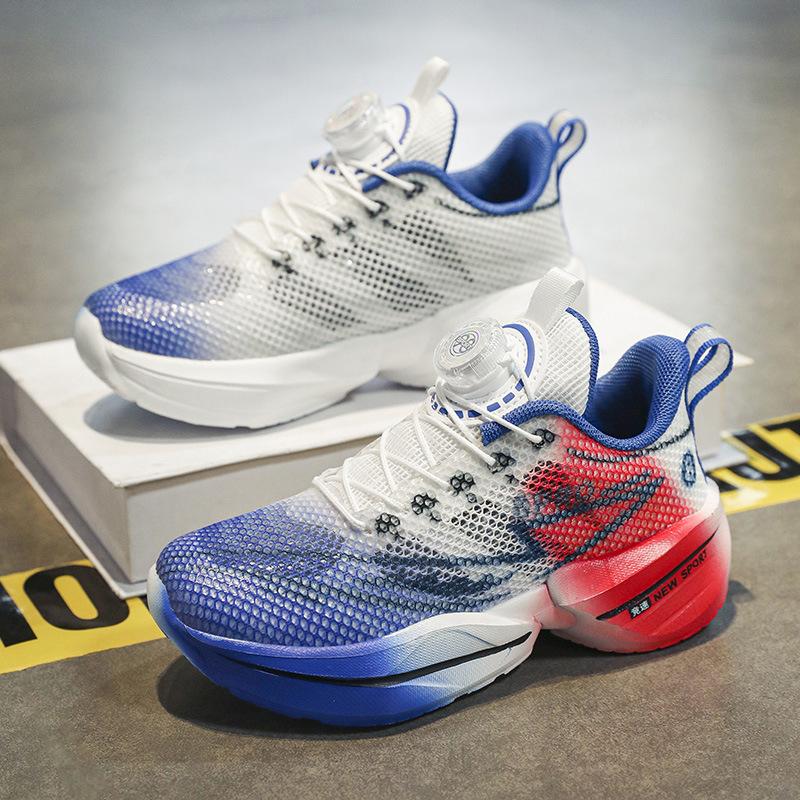 Children's summer sports shoes breathable single mesh medium and large children breathable boys hollow shoes student running shoes non-slip