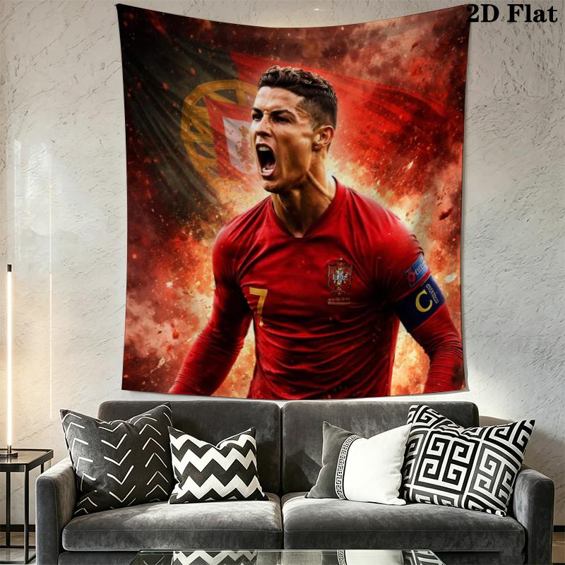 C Ronaldo Wall Tapestry Aesthetic Wall Hanging Printed Fabric Blanket Decorative Tapestries for Bedroom Living Room Home Decor