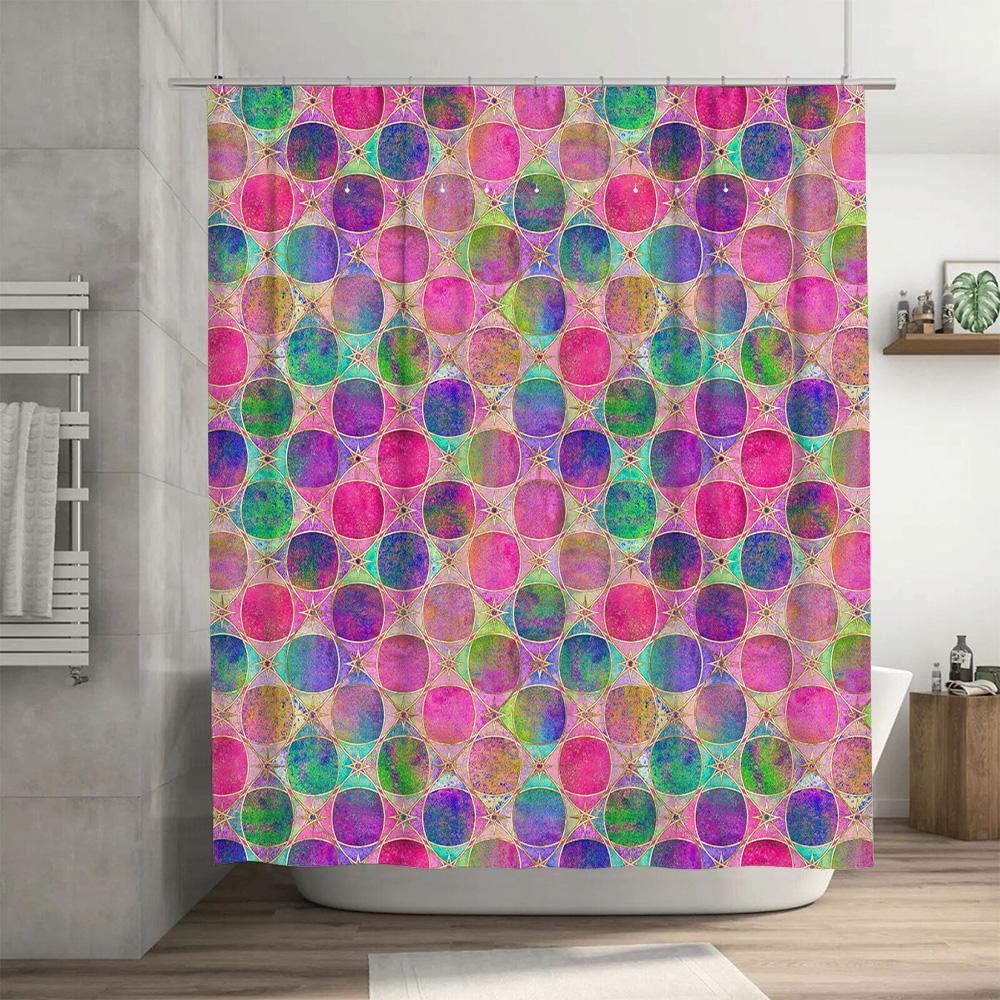 Brightly Colored Shower Curtain Waterproof Fabric Bath Decorative Printed Pattern 240X180cm Modern Home Decoration