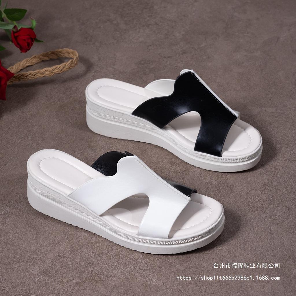 Cross-shoe Fish Mouth Slippers European and American Color Matching New Muffin Bottom Slippers Women Wear Slope Heel Cool Slippers Women 2025 Summer