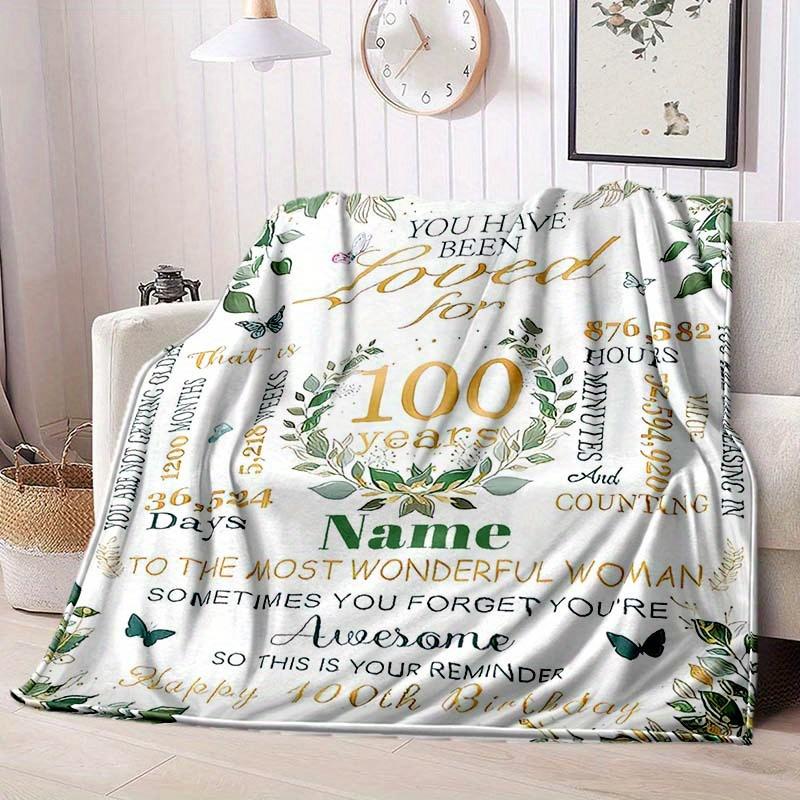 Happy 100Th Birthday Customize Your Name Blanket Warm Comfortable And Soft Blankets Are Suitable For Home Lunch Break Blanket Office Sofa Sofa Gift To