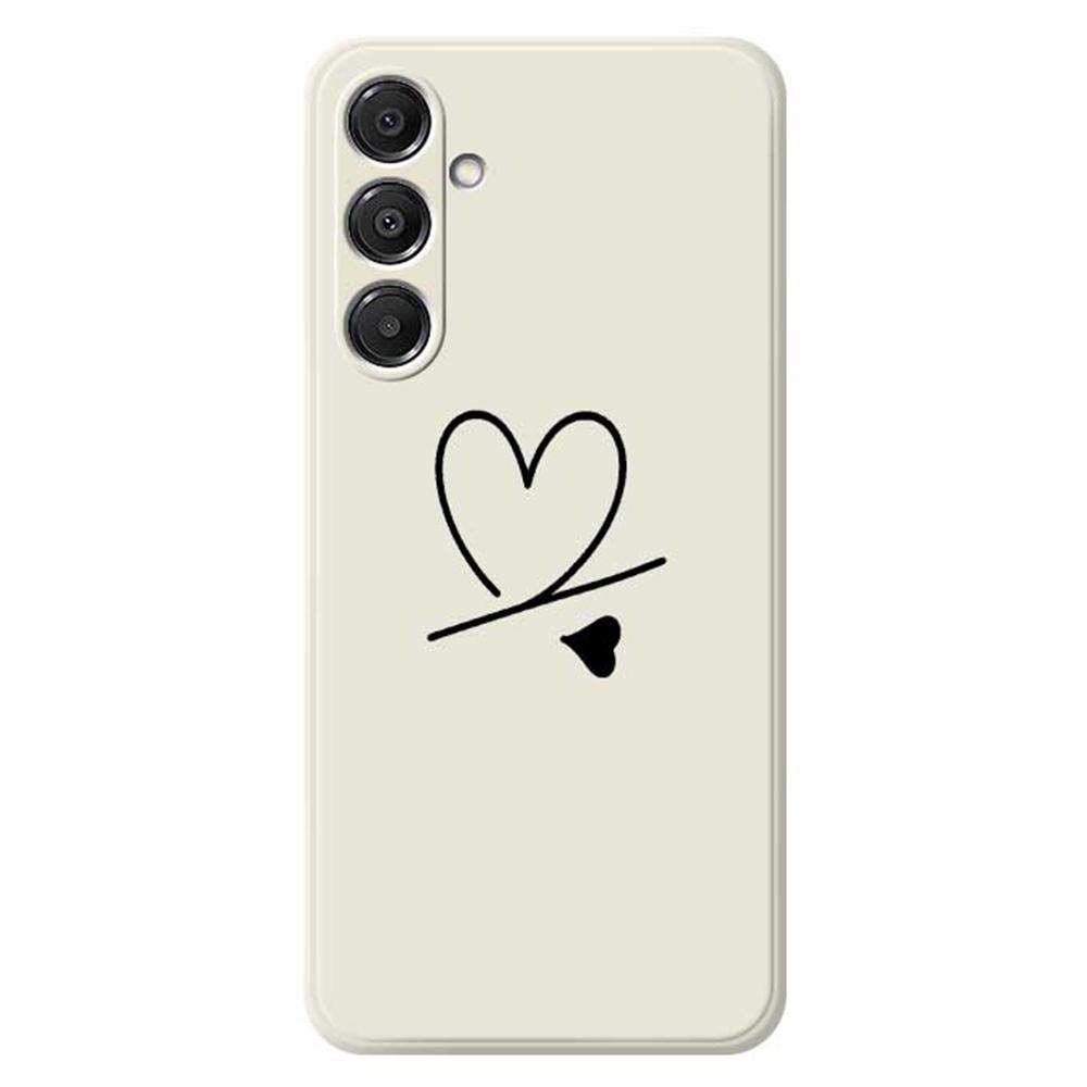 

For Samsung Galaxy A16 5G/4G Case Black Love Pattern Printing Straight Edge TPU Phone Back Cover Beige