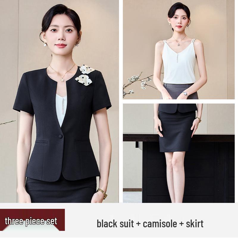 2025 Stylish Professional Suit: Spring/Summer Short Sleeve Workwear for Jewelry Store, Hotel Reception, and Administrative Roles