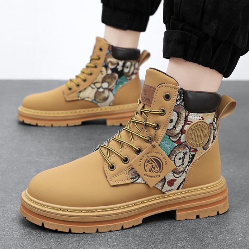 Pánské boty 2024Podzimní móda Vyšívané Vysoké kecky Ležérní boty Platforma Protiskluzné Kotníkové boty Trend Outdoorové boty Chaussure Homme