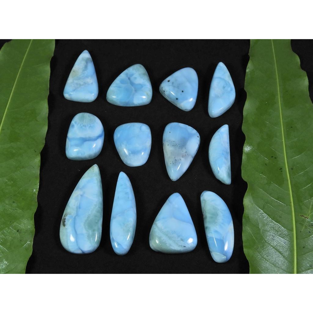15X18-15X34MM Natural Larimar Pectolite Fancy Cabochon Loose Gemstone 12Pcs C-42