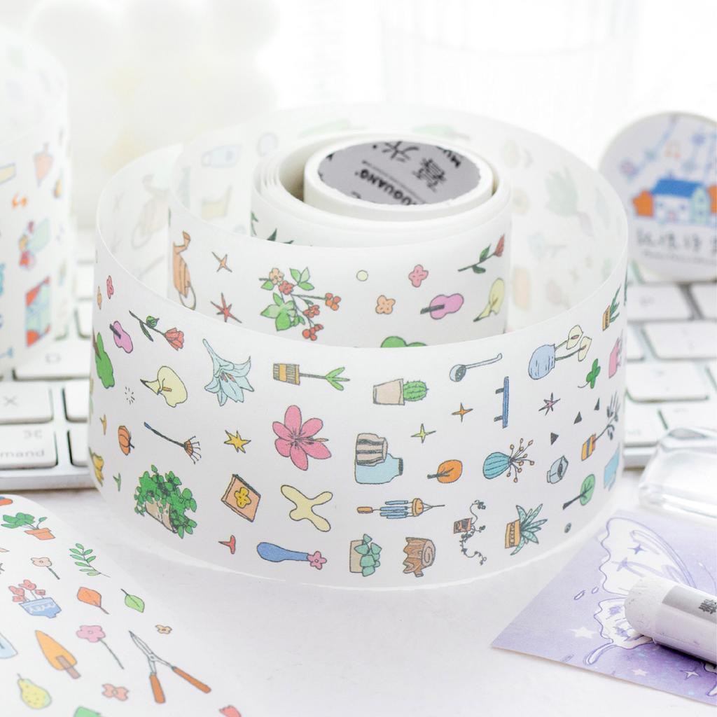 200cm/Roll INS Cartoon Masking Tapes Daily Life Decorative Label Stickers for Journal Scrapbooking Diary Album Stationery Tape