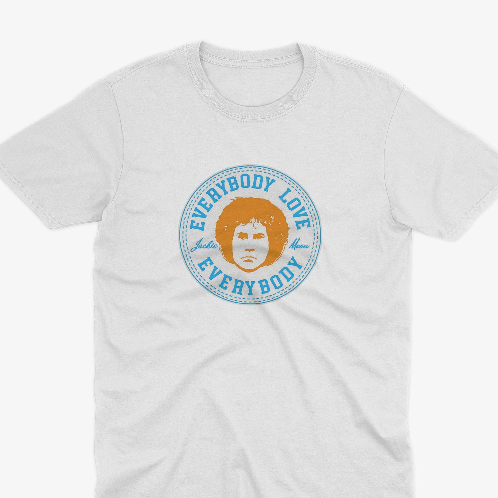 Jackie Moon  Everybody Love Everybody  T-Shirt, Flint Tropics Basketball Tribute, Jackie Moon T-Shirt, Semi Pro Movie, Will Ferrell, Comedy M