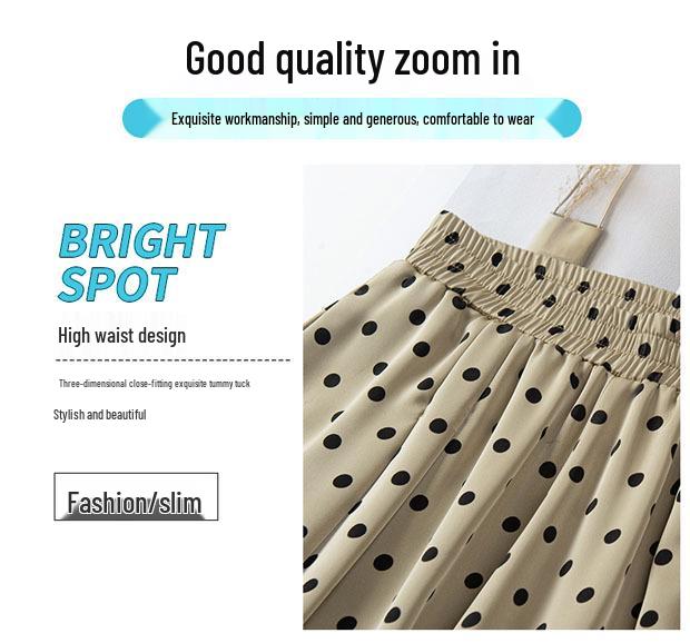 Women's High-Waisted Polka Dot Wide-Leg Culottes - Spring/Summer, Slimming, Comfortable, Nine-Point Length