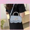 Stylish Korean Girl's Bowknot Handbag Chic Summer Small Shoulder Bag In White Black Pink Blue Gray