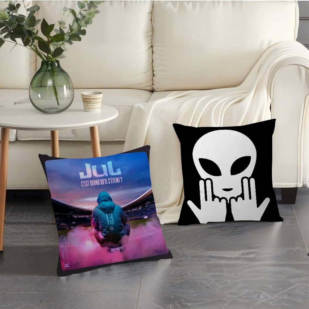 Rapper Jul Logo Pillow Gifts Home Office Furnishings Bedroom Sofa Car Cushion Cover Case 45X45Cm