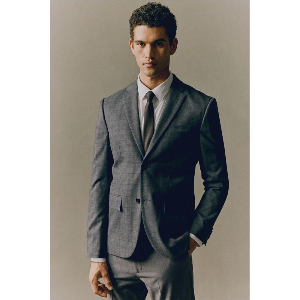 

Куртка HM Slim Fit темно-серая в клетку 42
