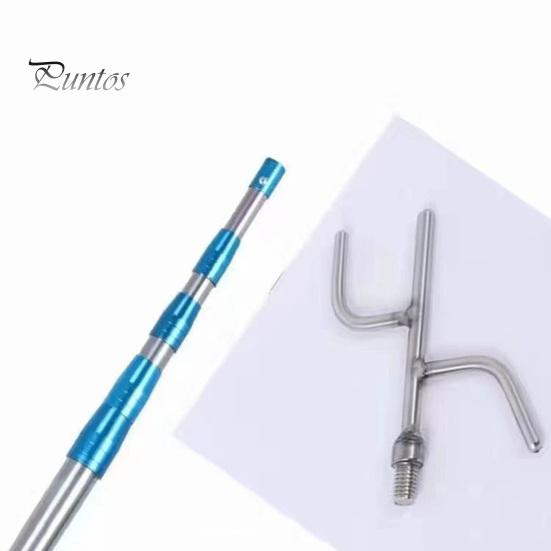Stainless Steel Telescopic Capture Pole with Pickup Hook Curtain Puller Clothes Dryer Fishing Net Puller Portable Truck Cargo Grabber for Home