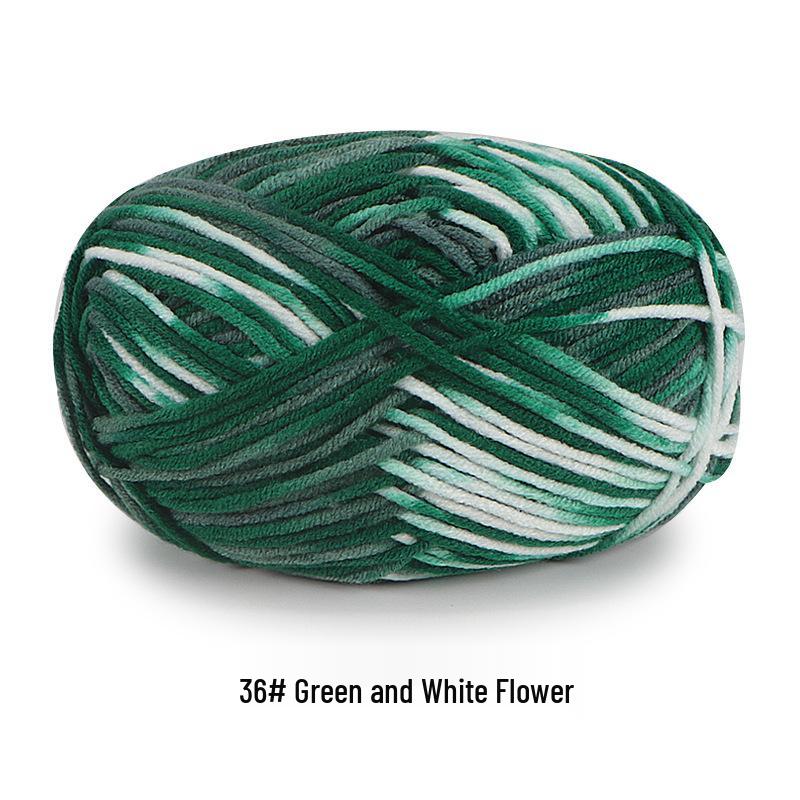 Aou Ou 5-Strand Variegated Milk Cotton Yarn Ball, Floral Medium-Thick, for Baby Scarves and Slippers.