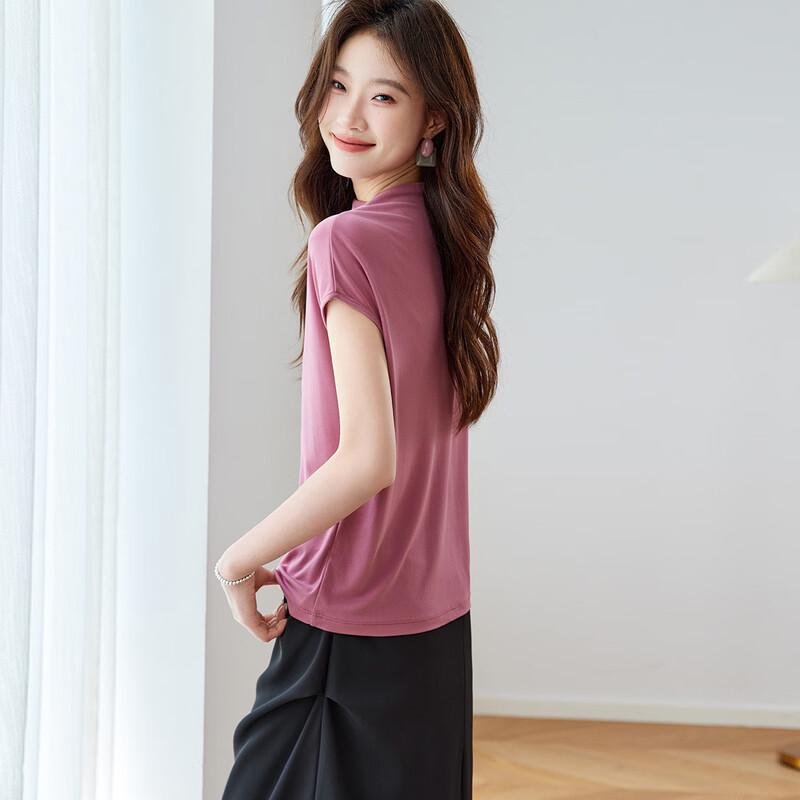 Srcr Women's 100% Mulberry Silk Short-Sleeve T-Shirt