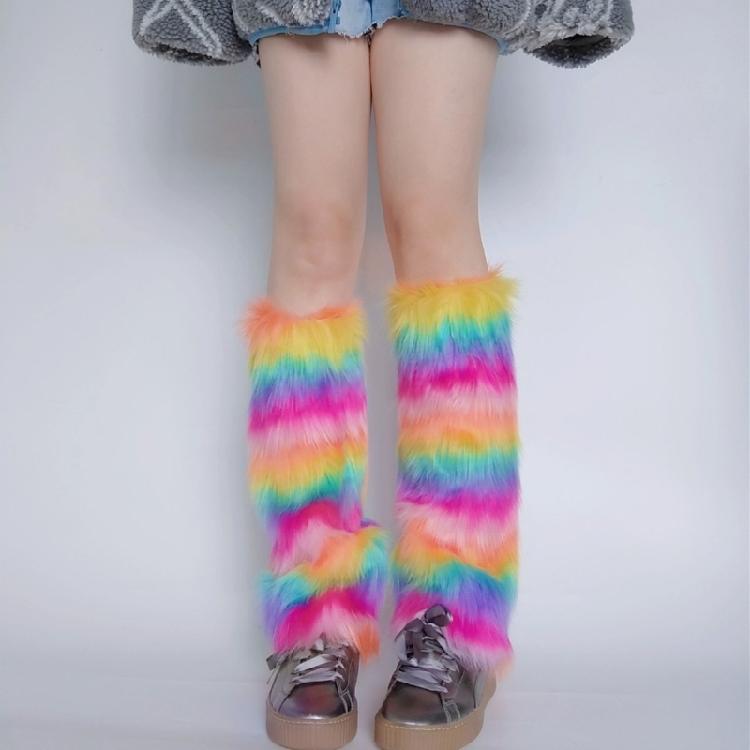 Furs Leg Warmer Winter Furry Long Boot Cuffs Fuzzy Shoes Cover Party Costume