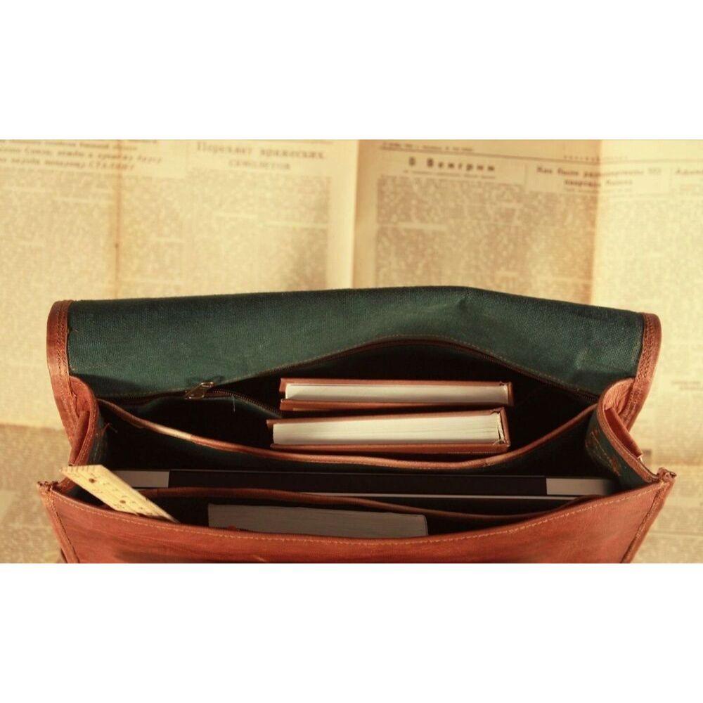 11" Men's Genuine Vintage Leather Messenger Bag Shoulder Satchel Laptop Bag