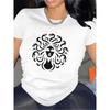 Women's Medusa Print Short Sleeve T-Shirt, Polyester, Lightweight Comfort Casual Top For Home Daily Outdoor
