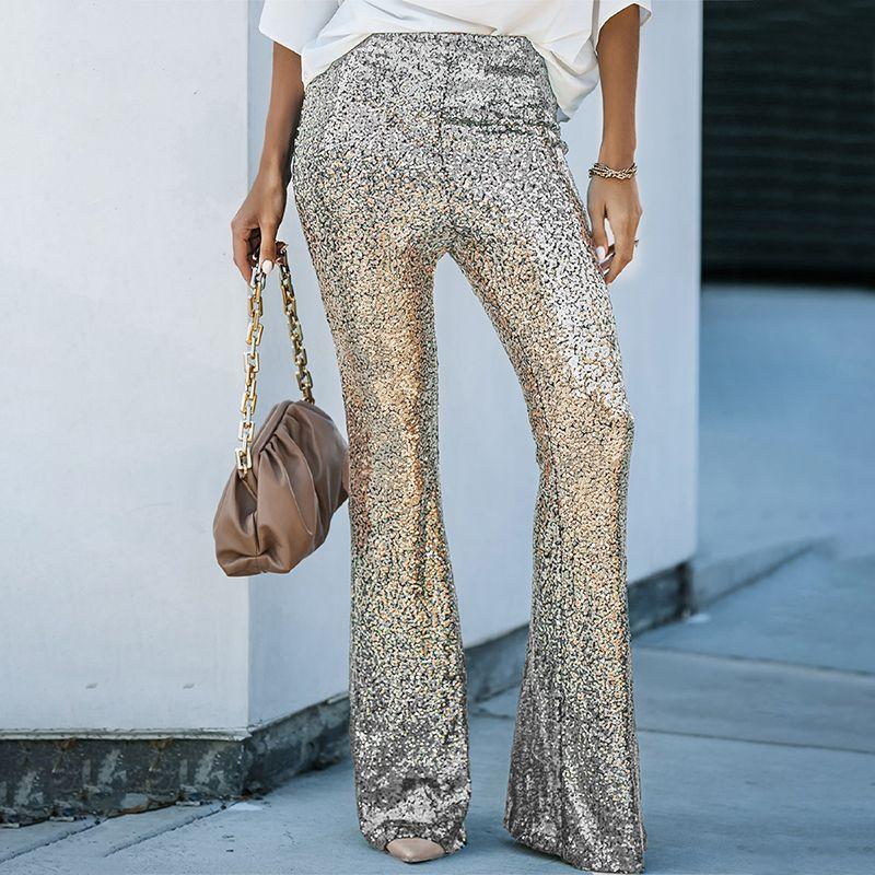 

Модные брюки с высокой талией градиентного цвета с пайетками Silver 2 Size XL Fit (75.00 kg-82.50 kg