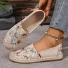 Pantofi Retro cu Imprimeu Floral de Pescar pentru Femei, Pantofi Leneși Slip-On din In Respirabil, Pantofi Noi cu Imprimeu din Paie Împletită, Talpă Moale, Anti-Alunecare, Pantofi pentru Mame