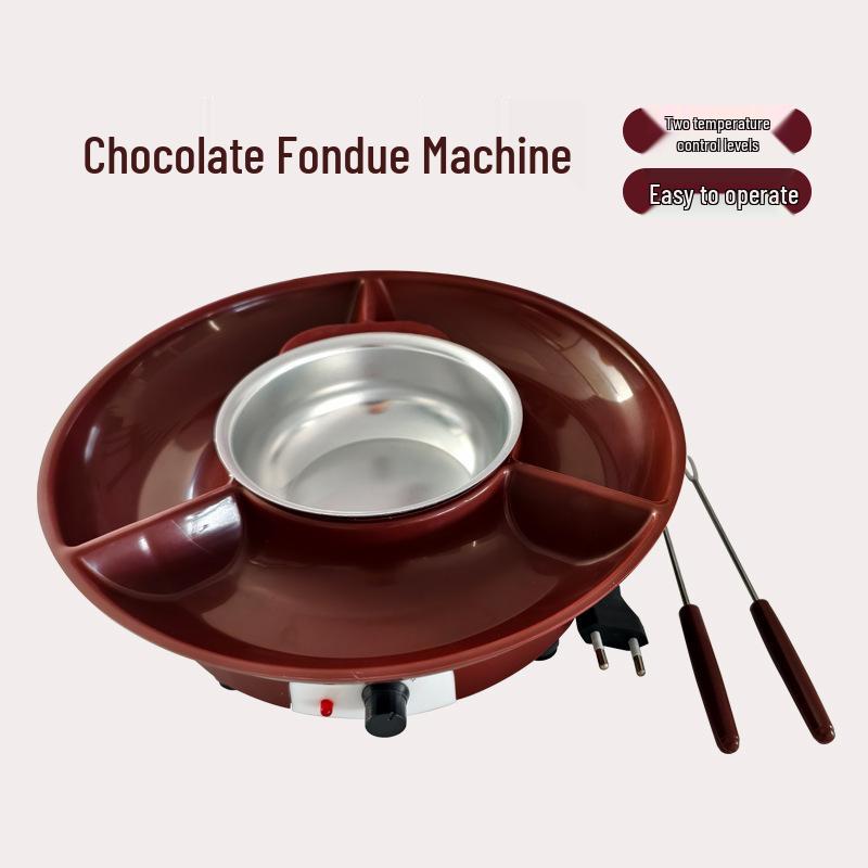 Electric Hot Chocolate & Cheese Fondue DIY Set with Qiaolezi Crispy Cheese Melting Pot