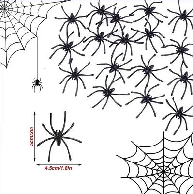 50/100Pcs Party DIY Decoration Halloween Luminous Rubber Fake Spider Plastic Figure Prank Toy