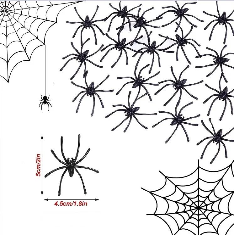 50/100Pcs Party DIY Decoration Halloween Luminous Rubber Fake Spider Plastic Figure Prank Toy