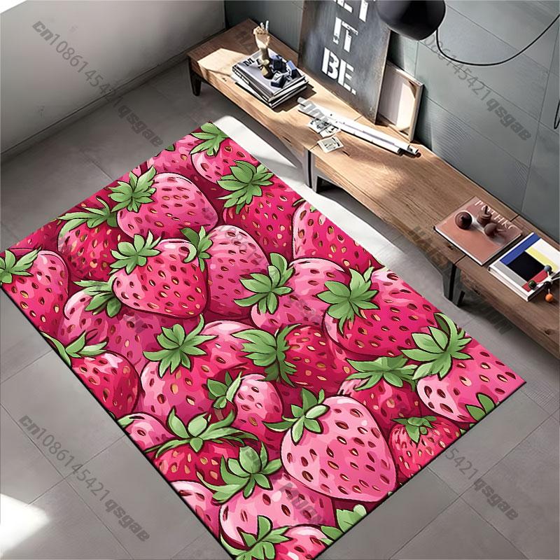 Tappeto di fragole fresche succose e vivaci Decorazione per soggiorno sala yoga tappetino per gattonare dei bambini tappetino d'ingresso tappeto da area tappetino per giochi