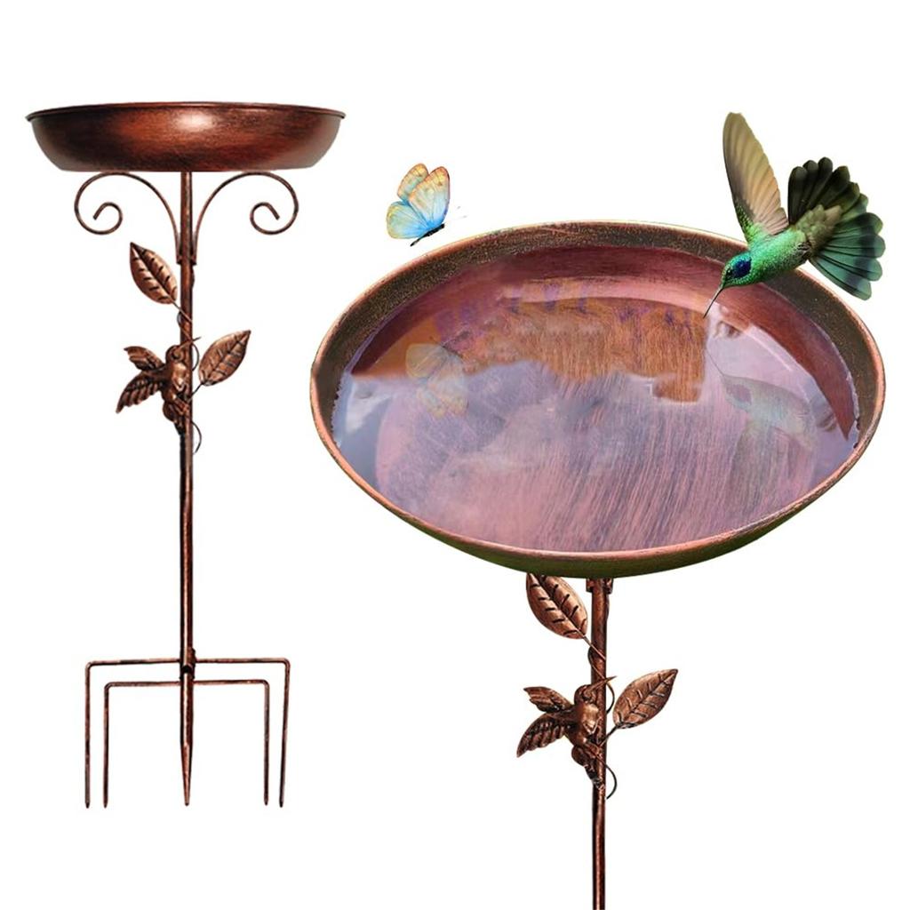 Standing Metal Bird Baths For Outdoors, Garden Birdbath Birdfeeder For Outside Yard Decor 0.7 Gallon
