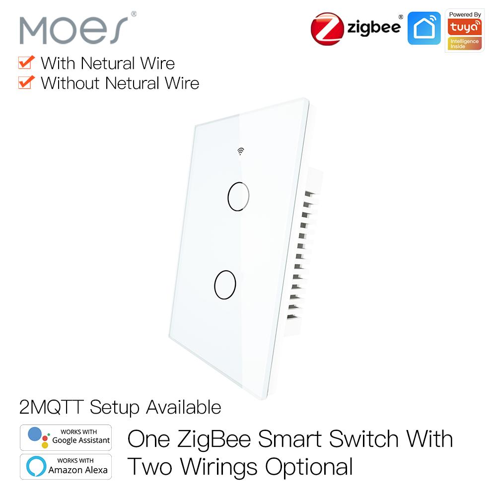 ZigBee Wall Touch Smart Light Switch with Neutral Wire/No Neutral Wire,No Capacitor Needed Smart LifeTuya 2/3 Way Muilti-Control