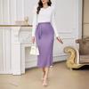 Elegancka obcisła spódnica dla kobiet letni krawat wysokiej talii spódnica Maxi z rozcięciem w stylu kury moda wąska spódnica do pracy zbierana oddychająca lekka wygodna spódnica