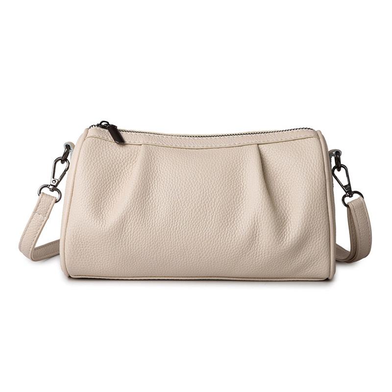 Cloud Cover Women's Premium Genuine Leather Ruffled Handbag with Shoulder Strap