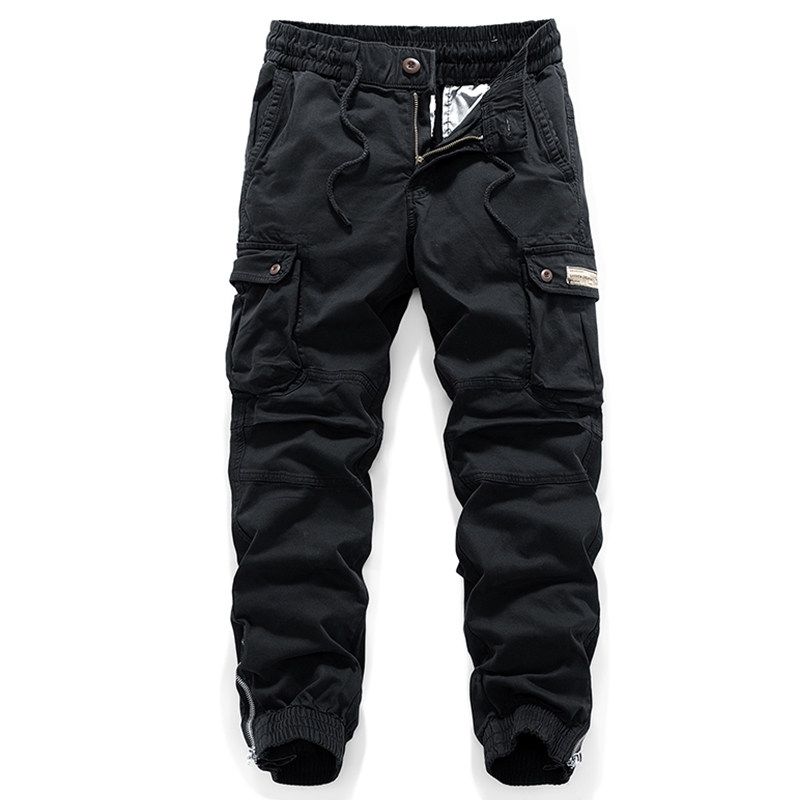 American-Style Casual Washed Cotton Multi-Pocket Cargo Pants, Spring and Autumn Export Surplus Men's Jogger Loose-Fit Long Pants