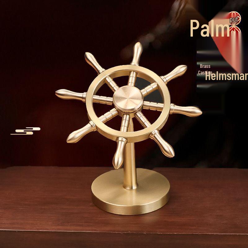 Messing-Steuerrad-Schreibtischornament für den Steuermann - reibungslose Fahrt Dekompression Drehendes Ruder