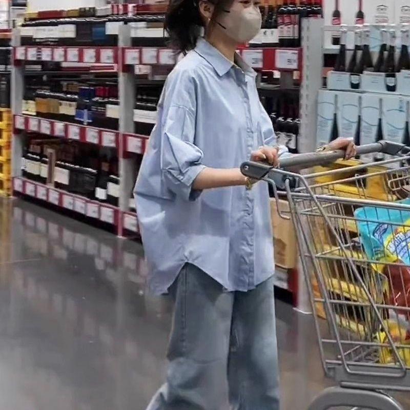 Elegant and Casual Loose Shirt Women's Summer Seven-point Sleeve Small Shirt with Middle-length Sleeves and Versatile Coat In Fashion