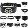DIEZI Punk Black Lace Leather Choker Torques Necklace For Women Men Harajuku Gothic Sexy Cirle Heart Collar Necklace Jewelry