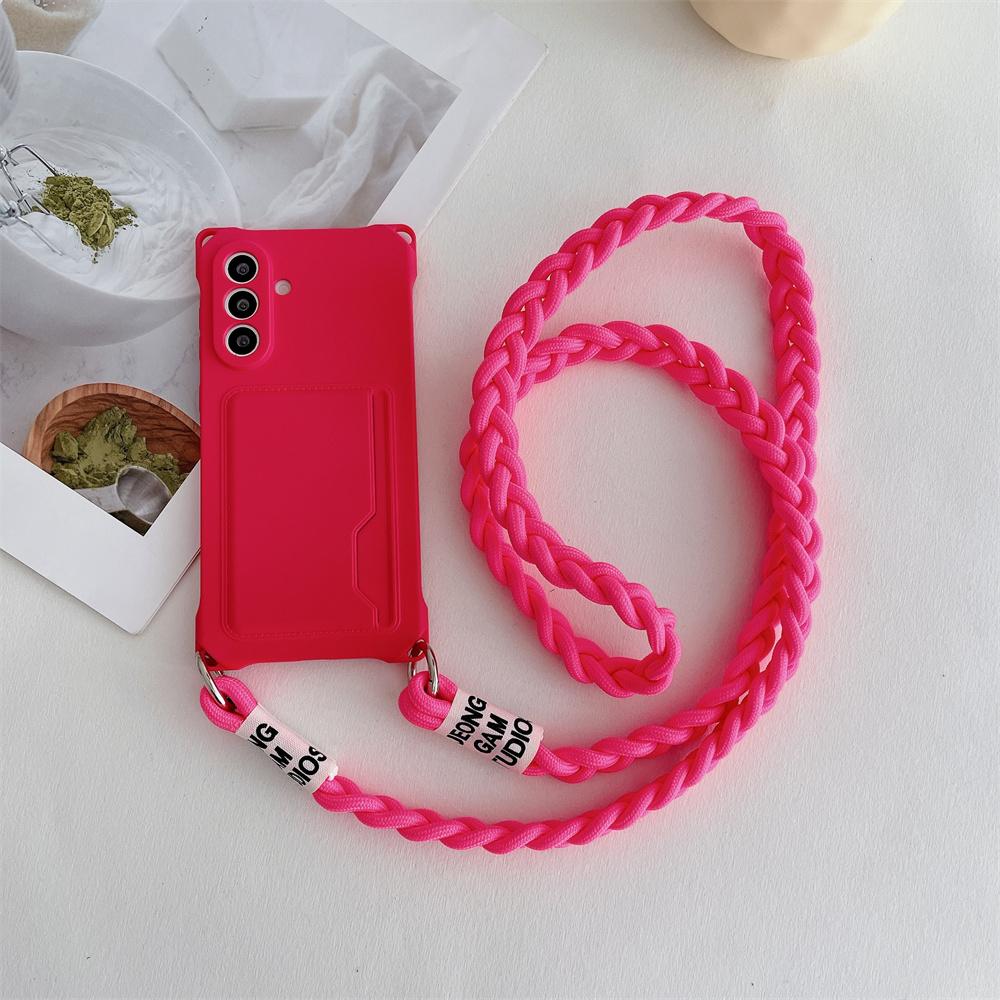 Gevlochten Crossbody Riem Lanyard Telefoonhoesje Voor Samsung Galaxy S26 S25 S24 S23 S21 FE Plus S22 Ultra Edge Kaarthouder Siliconen Hoesje Galaxy S22 Ultra