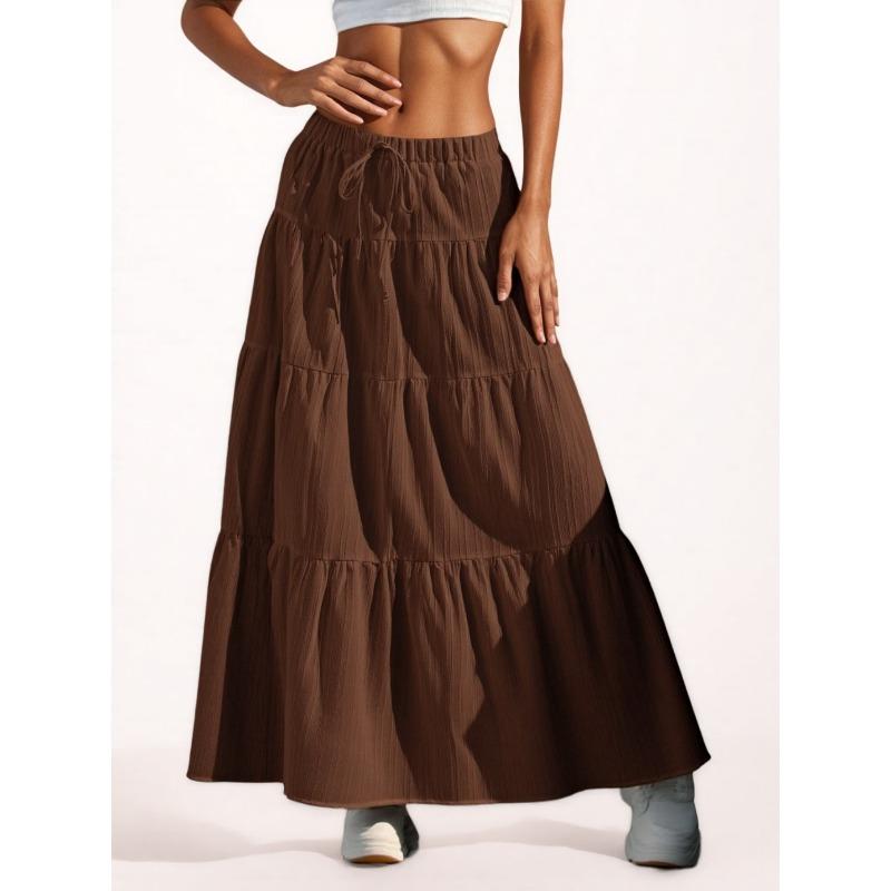 QICED Women's Fashion Casual Solid Color Print  Skirt