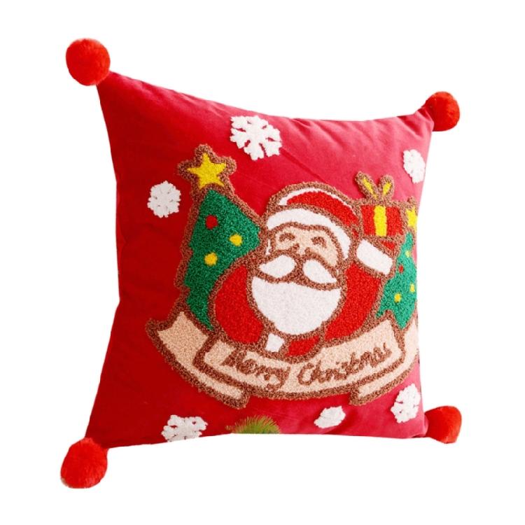 Embroidered Throw Pillow Case Removable Washable Sofa Cushion Cover Christmas Themed Pillowcase Home Decoration